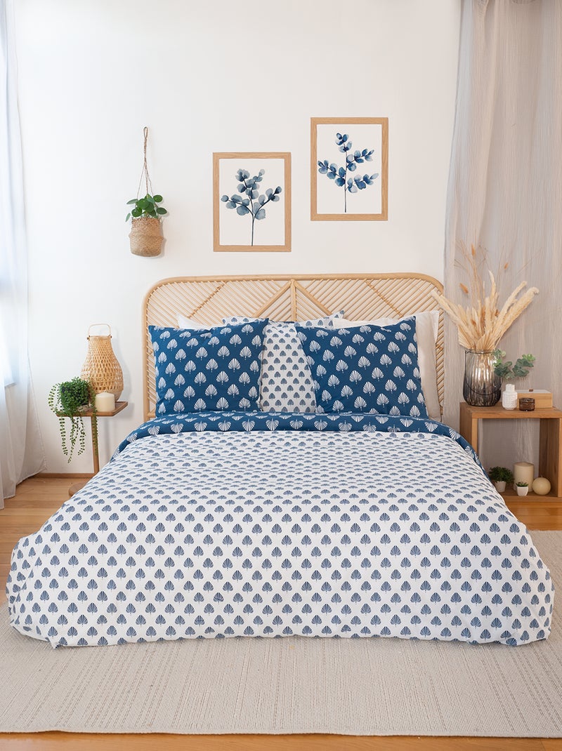 Capa de edredão + fronha estampada  - Casal AZUL - Kiabi