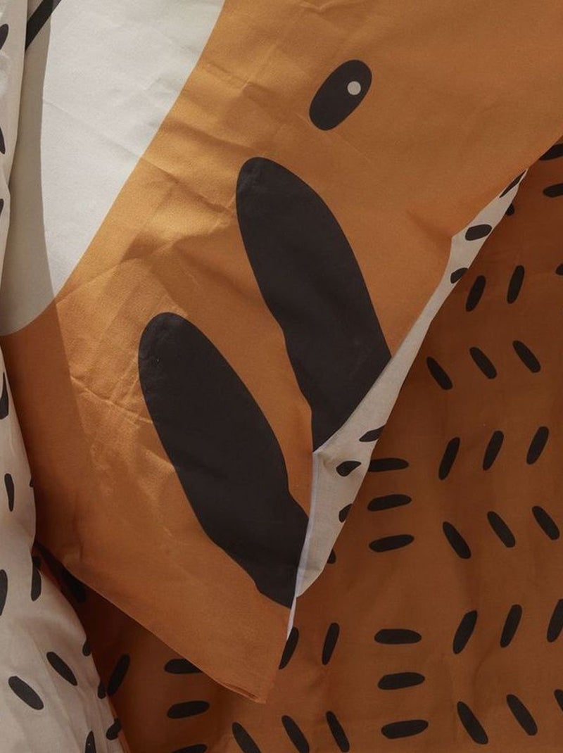 Capa de edredão + fronha estampado tigre - Solteiro Amarelo - Kiabi