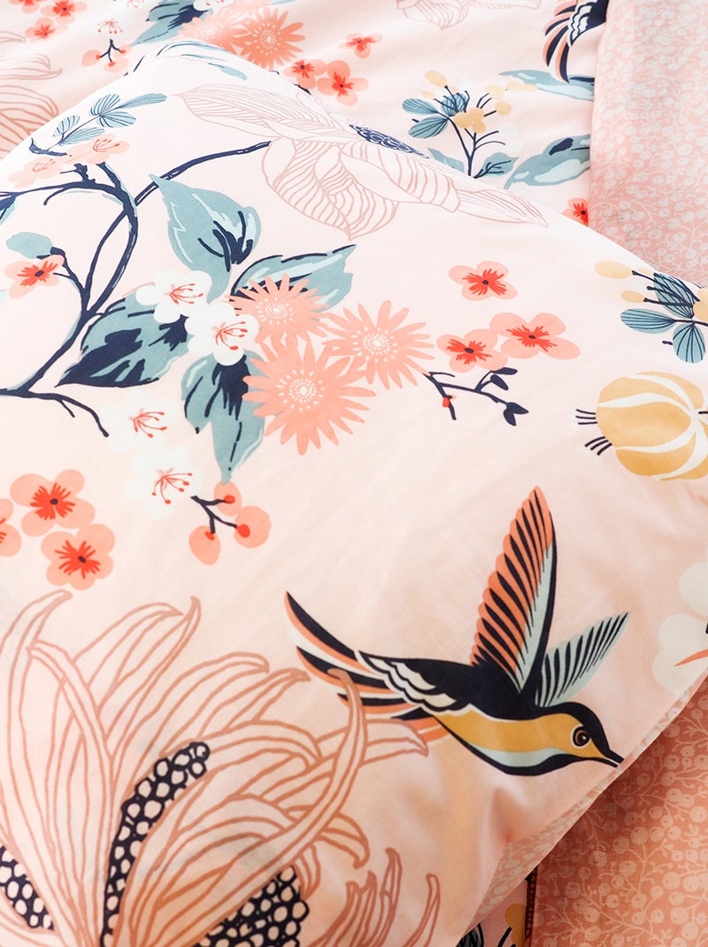 Capa de edredão + fronha 'florida'  - Casal ROSA - Kiabi