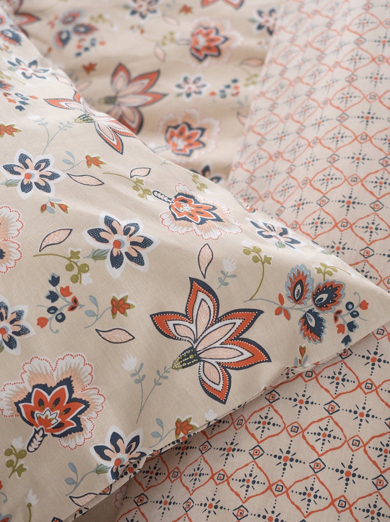 Capa de edredão + fronha floridas  - Casal BEGE - Kiabi