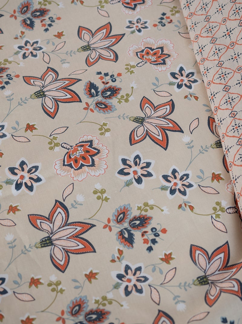 Capa de edredão + fronha floridas  - Casal BEGE - Kiabi