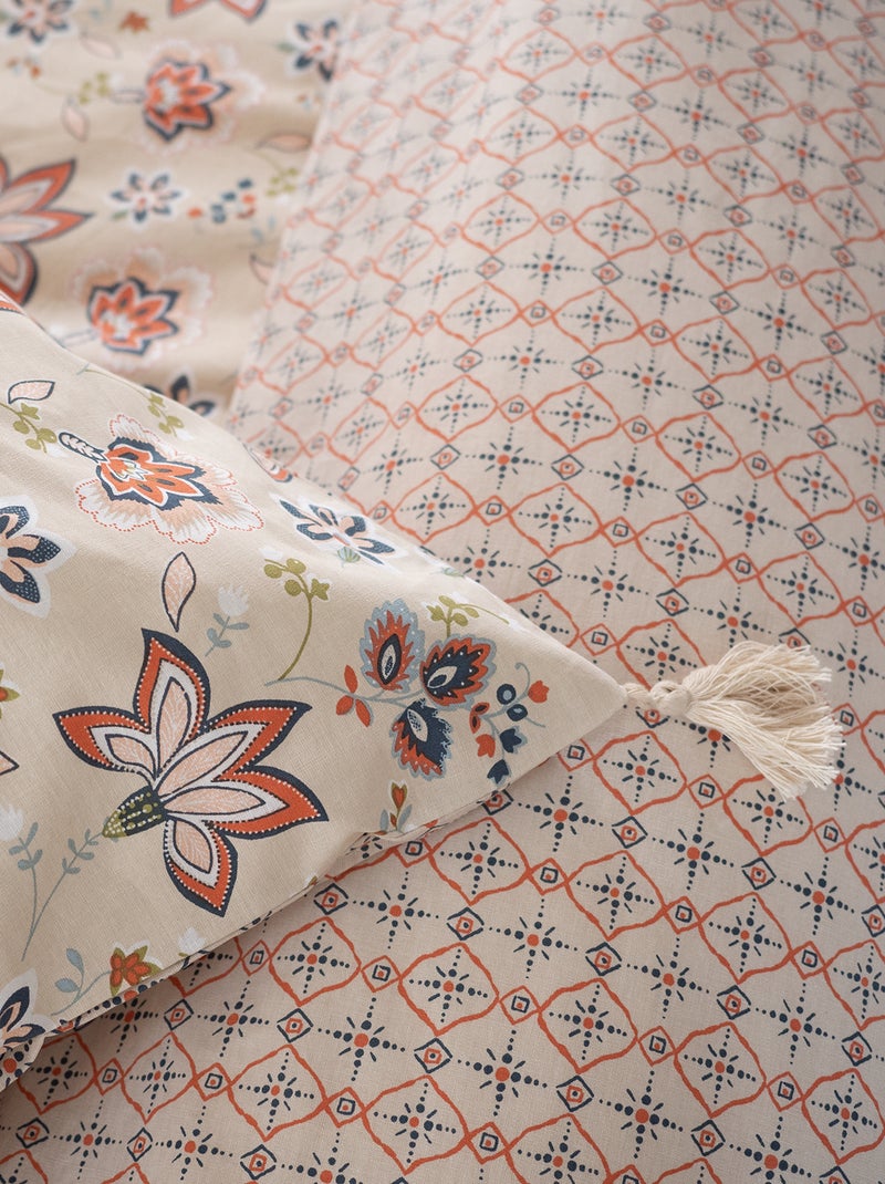 Capa de edredão + fronha floridas  - Casal BEGE - Kiabi