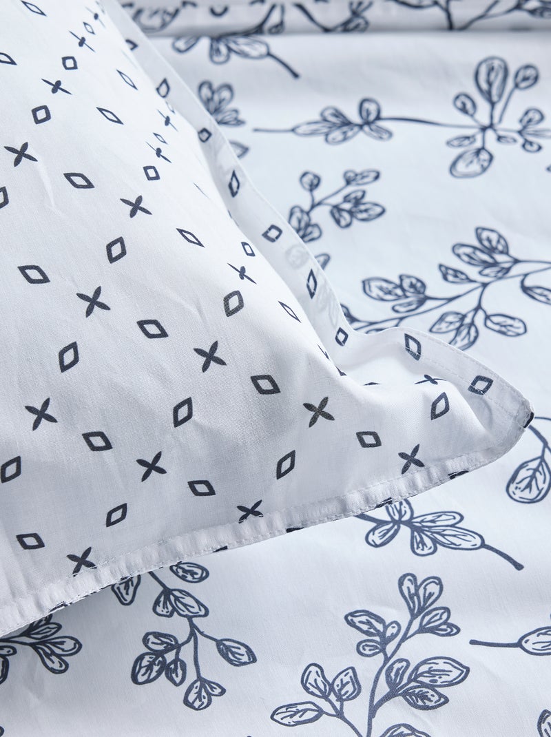 Capa de edredão + fronha floridas  - Casal BRANCO - Kiabi