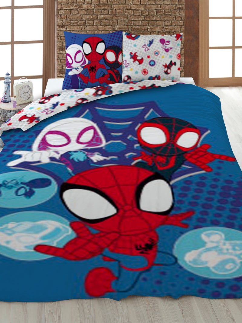 Capa de edredão + fronha 'Homem-Aranha e amigos'  - Solteiro AZUL - Kiabi