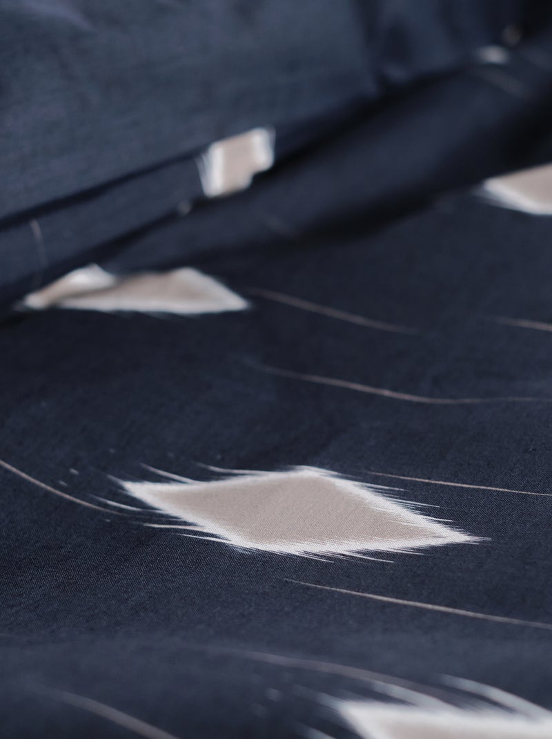 Capa de edredão + fronha 'ikat' - Casal Estampado Preto - Kiabi