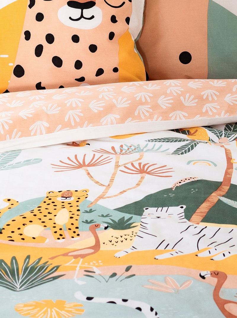 Capa de edredão + fronha 'Leopardo' - Solteiro ROSA - Kiabi