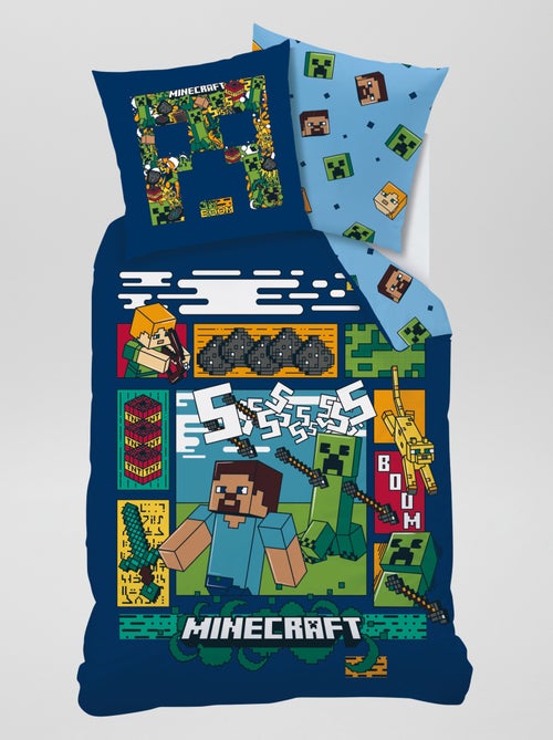 Capa de edredão + fronha 'Minecraft' - Solteiro - Kiabi