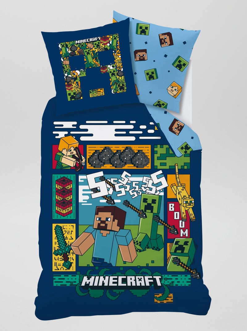 Capa de edredão + fronha 'Minecraft' - Solteiro BEGE - Kiabi