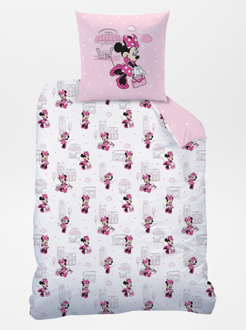 Capa de edredão + fronha 'Minnie' - Solteiro ROSA - Kiabi