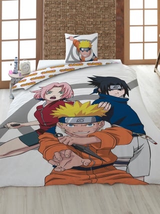 Capa de edredão + fronha 'Naruto' - Solteiro