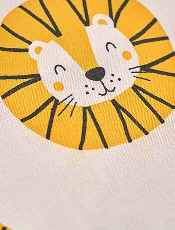 Capa de edredão + fronha reversível estampado leão - Solteiro