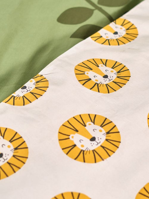 Capa de edredão + fronha reversível estampado leão - Solteiro - Kiabi
