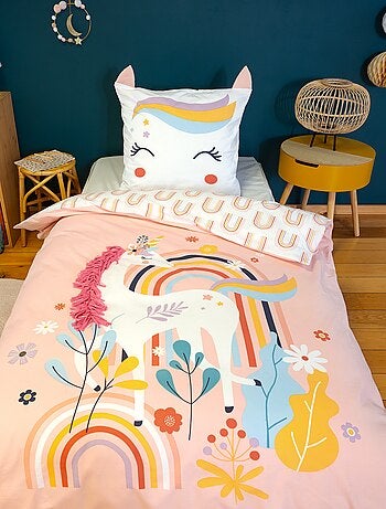 Capa de edredão + fronha Unicórnio - Solteiro