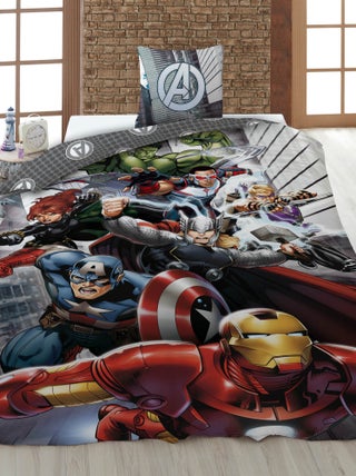 Capa de edredão + fronha 'Vingadores' - Solteiro