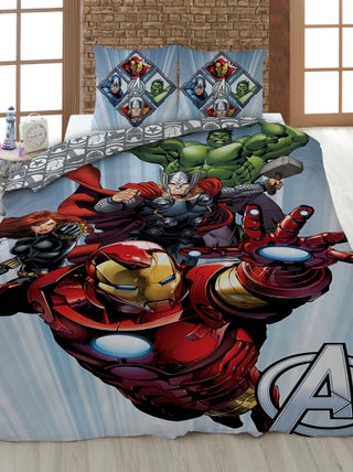 Capa de edredão + fronha 'Vingadores' - Solteiro