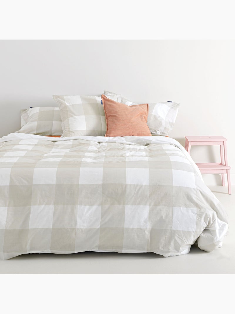 Capa de edredão Gingham "Happyfriday" Bege - Kiabi