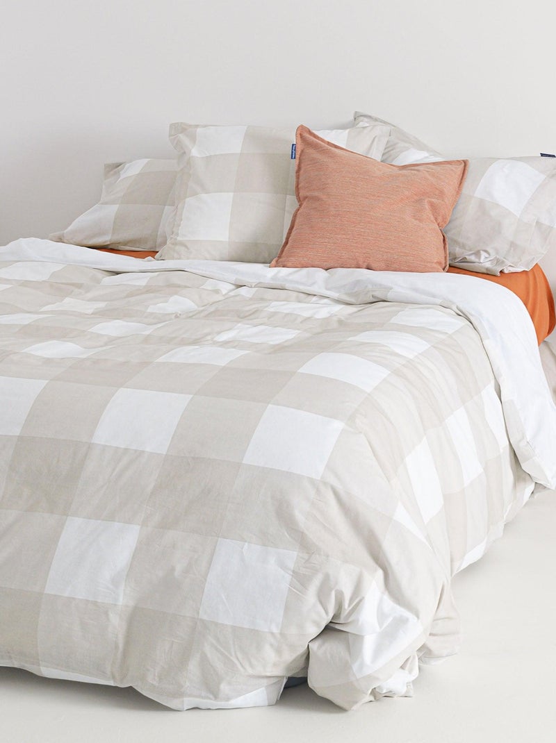 Capa de edredão Gingham "Happyfriday" Bege - Kiabi