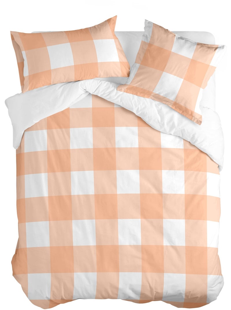 Capa de edredão Gingham "Happyfriday" Pêssego - Kiabi