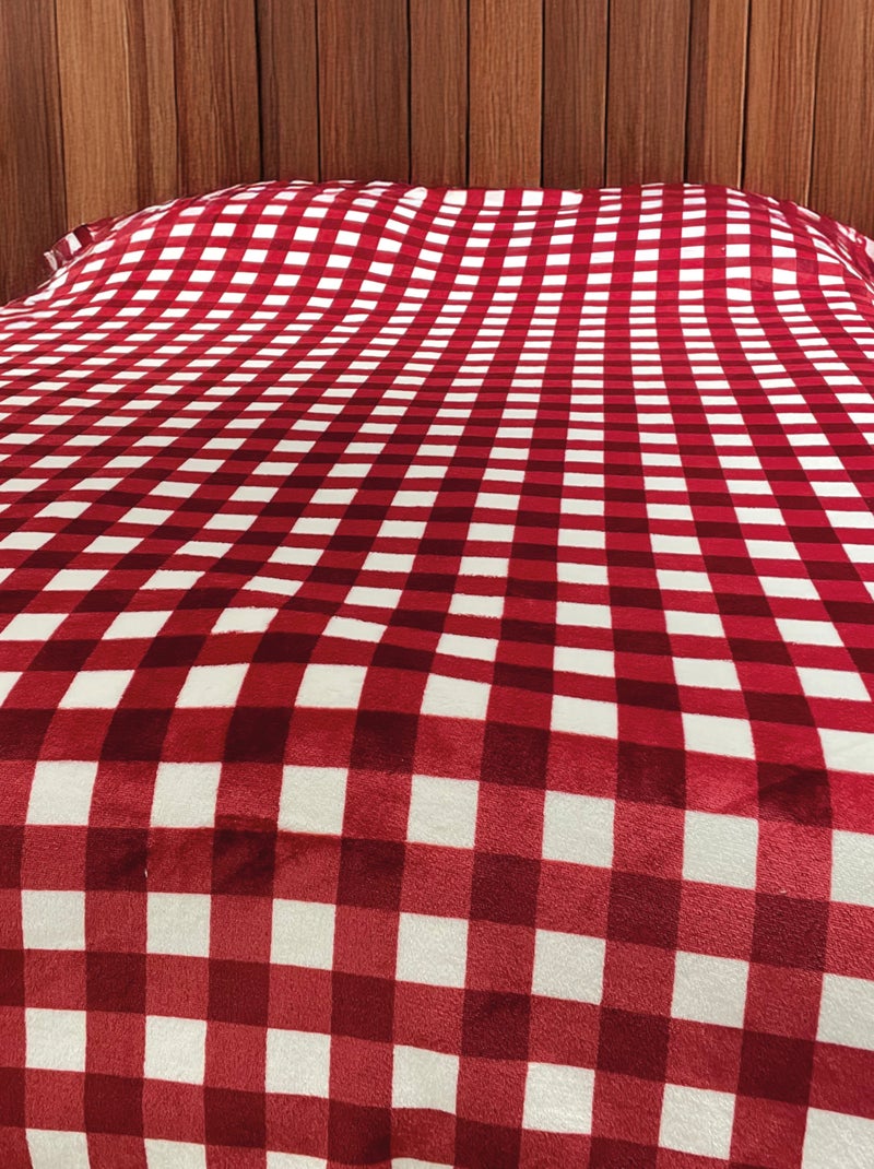Capa de sofá e de cama de lã em xadrez Bordô - Kiabi