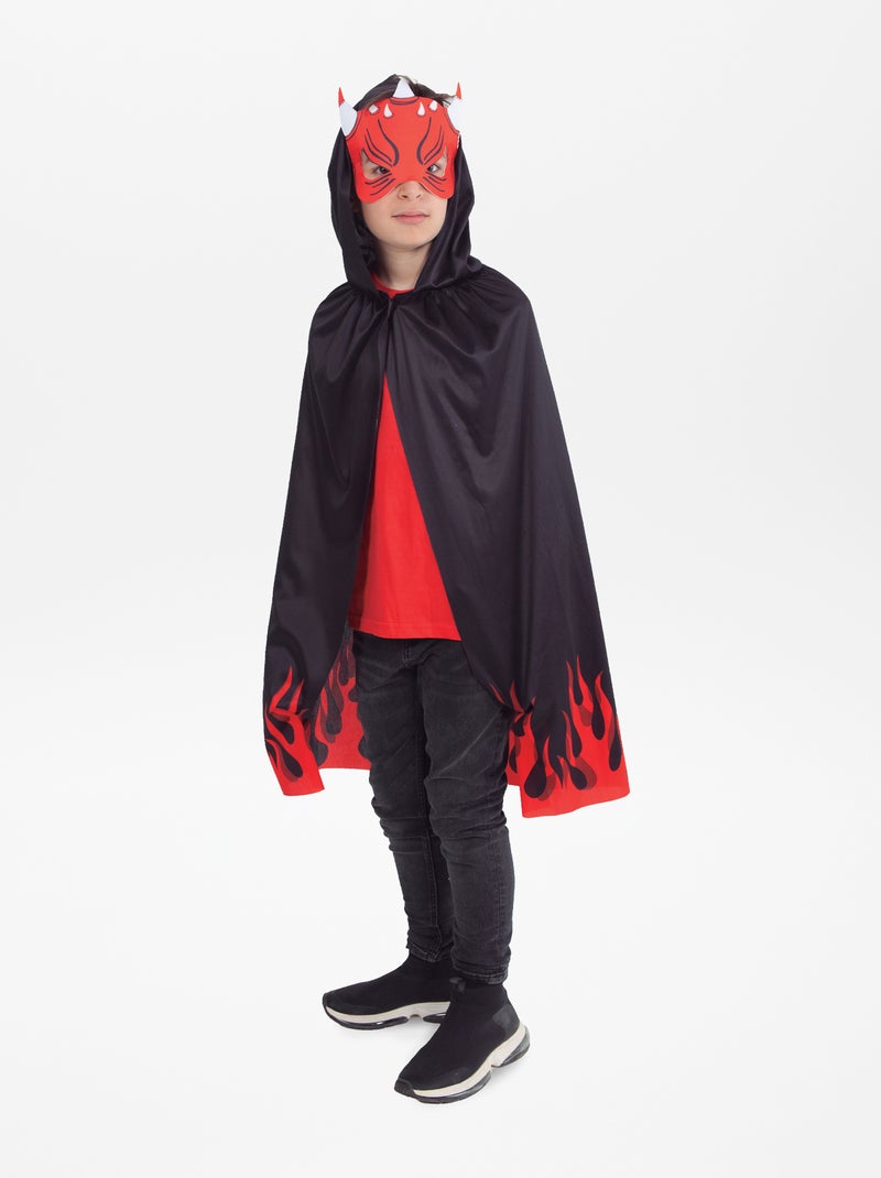Capa 'diabo' com capuz - Fato Preto/ Vermelho - Kiabi