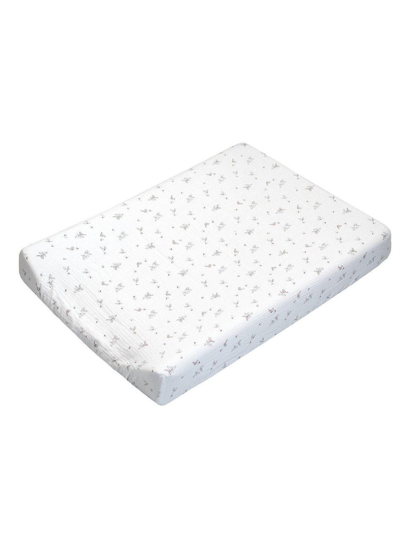 Capa para colchão de muda bebê + tapete de gaze de algodão | sevira kids Branco - Kiabi