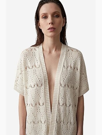 Cardigã comprido em jacquard texturado my fashion