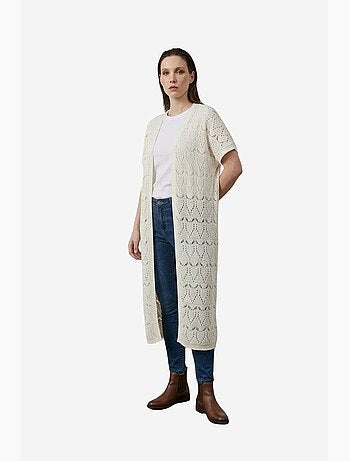 Cardigã comprido em jacquard texturado my fashion
