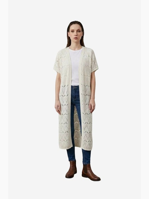 Cardigã comprido em jacquard texturado my fashion - Kiabi Cardigã comprido em jacquard texturado my fashion - Kiabi
