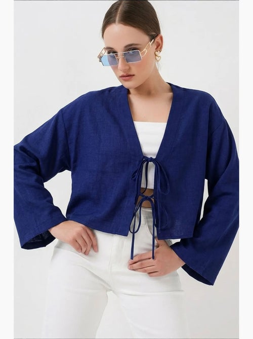 Cardigã kimono decote em v mistura viscose bdart - Kiabi