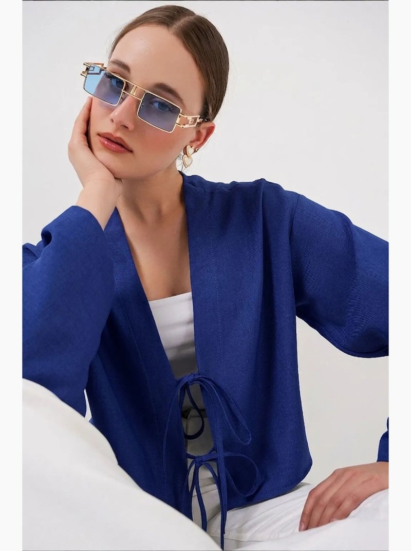 Cardigã kimono decote em v mistura viscose bdart Azul-cobalto - Kiabi