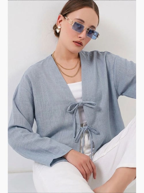 Cardigã kimono decote em v mistura viscose bdart - Kiabi