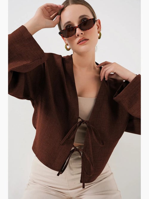 Cardigã kimono decote em v mistura viscose bdart - Kiabi