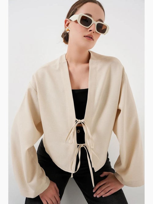 Cardigã kimono decote em v mistura viscose bdart - Kiabi