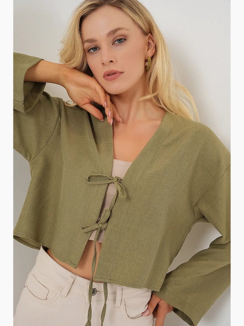 Cardigã kimono decote em v mistura viscose bdart - Kiabi