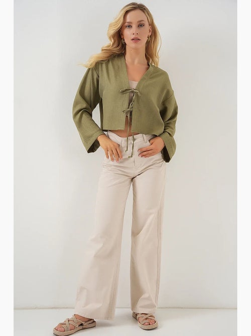 Cardigã kimono decote em v mistura viscose bdart - Kiabi