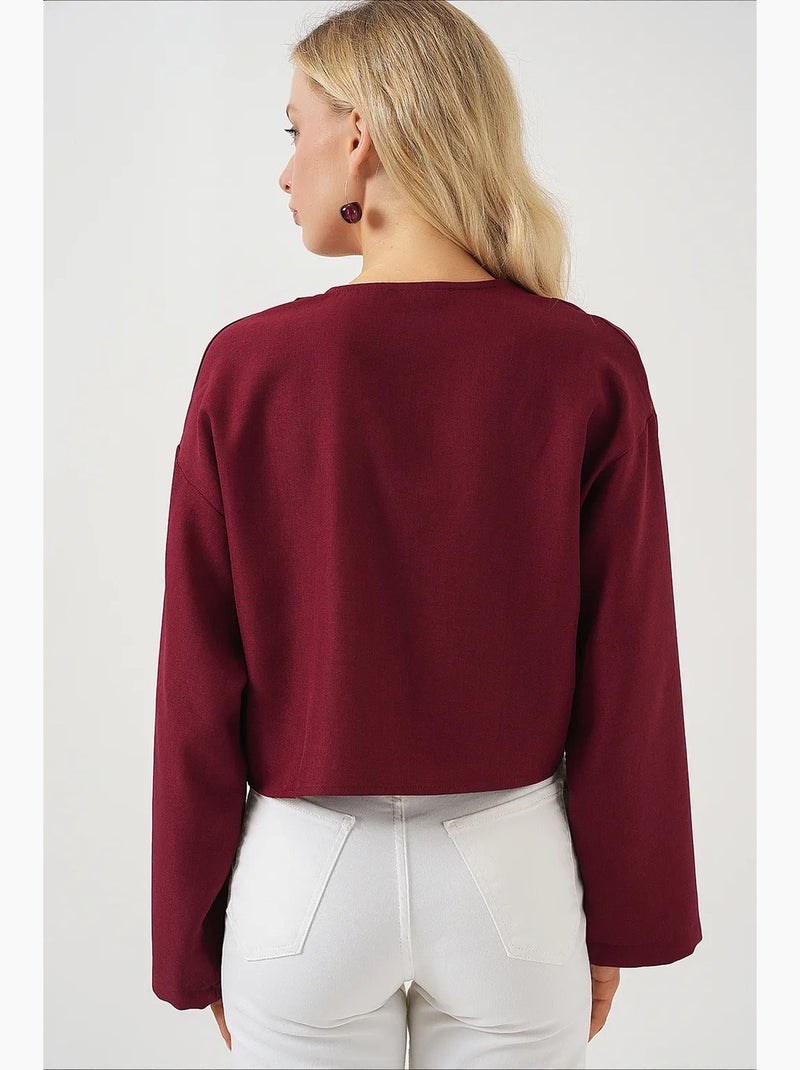 Cardigã kimono decote em v mistura viscose bdart Vermelho bordô - Kiabi