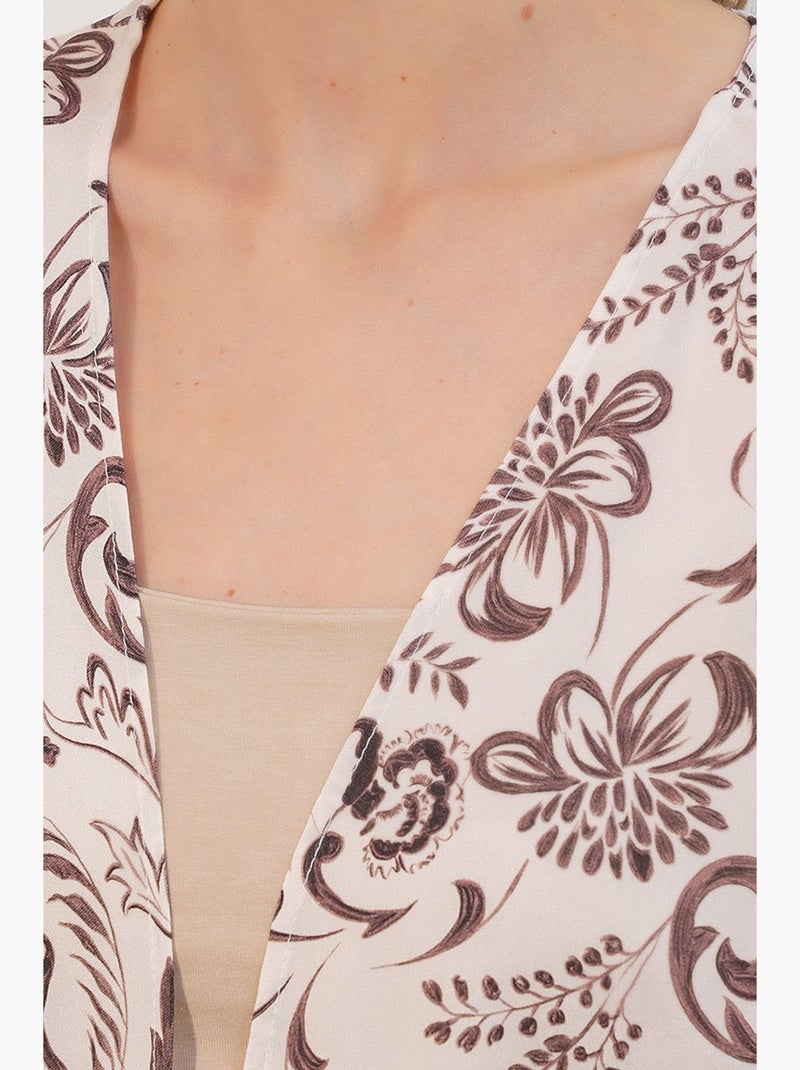 Cardigã kimono longo estampado viscose bdart Branco sujo - Kiabi
