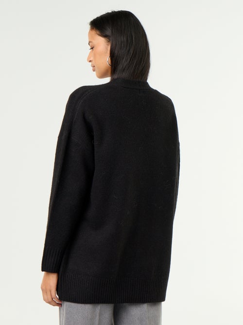 Cardigan aberto liso com 2 bolsos chapados - Kiabi