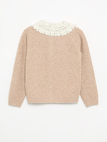 Cardigan abotoado com gola fantasia