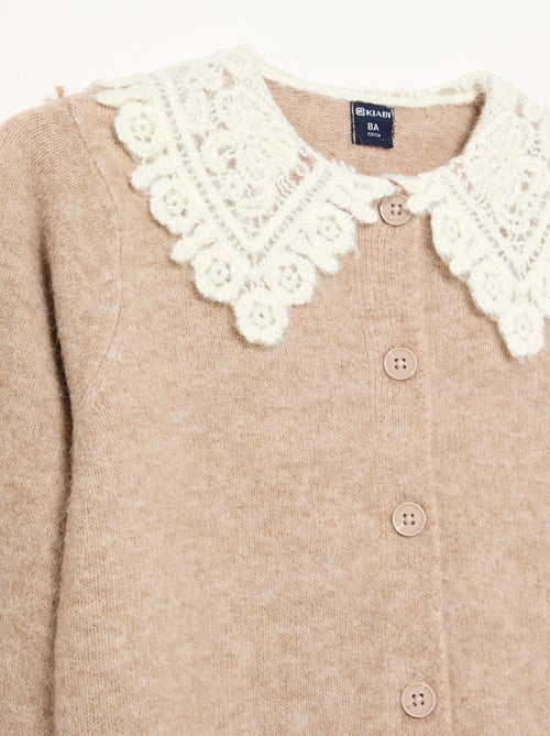 Cardigan abotoado com gola fantasia - Kiabi