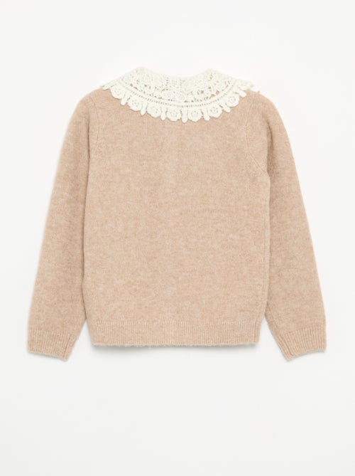 Cardigan abotoado com gola fantasia - Kiabi