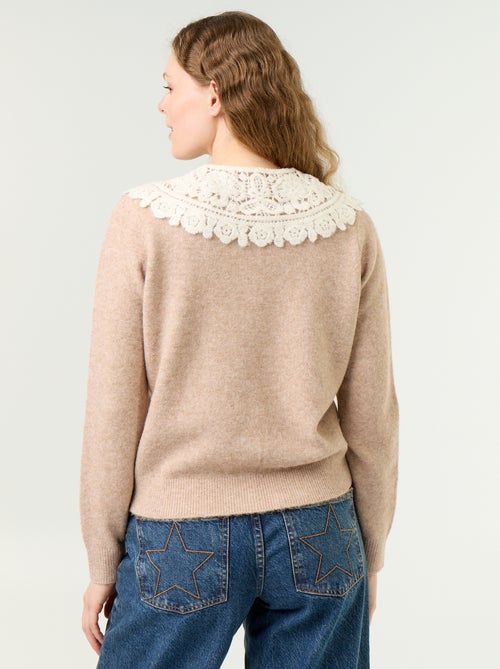 Cardigan abotoado com gola Peter Pan - Kiabi