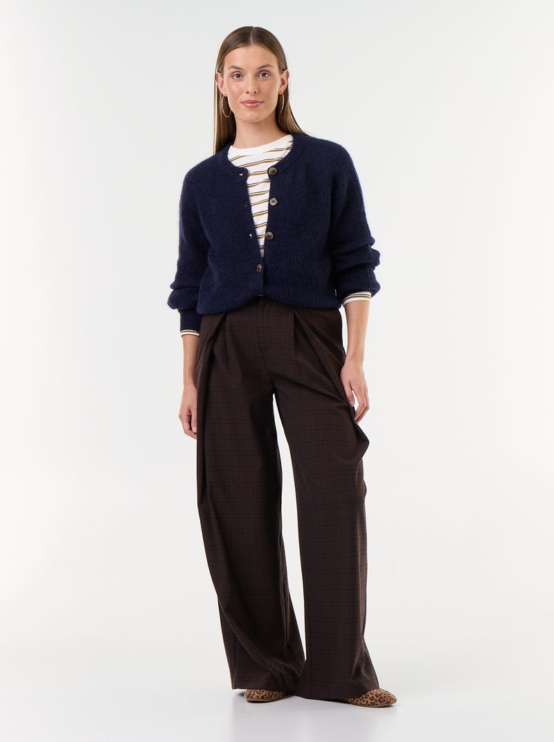 Cardigan abotoado em mistura de mohair e lã Azul - Kiabi