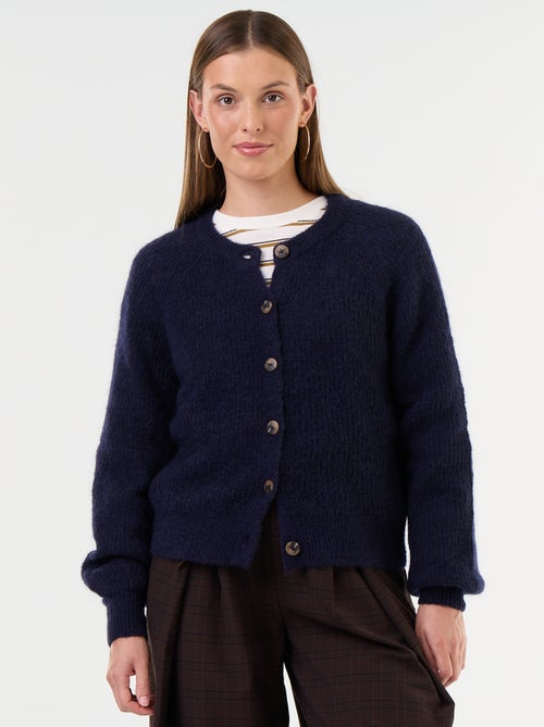 Cardigan abotoado em mistura de mohair e lã - Kiabi Cardigan abotoado em mistura de mohair e lã - Kiabi