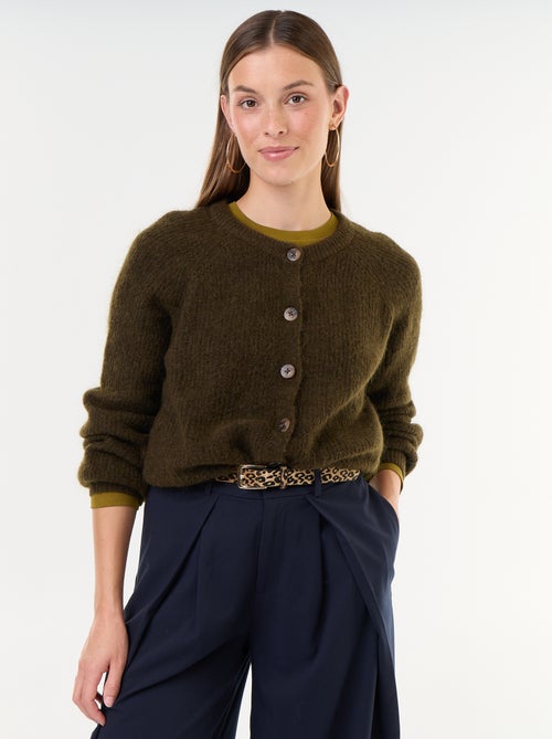 Cardigan abotoado em mistura de mohair e lã - Kiabi Cardigan abotoado em mistura de mohair e lã - Kiabi