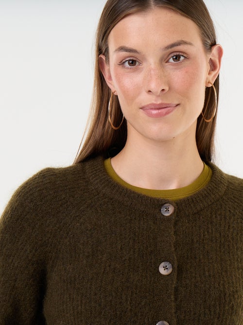 Cardigan abotoado em mistura de mohair e lã - Kiabi Cardigan abotoado em mistura de mohair e lã - Kiabi