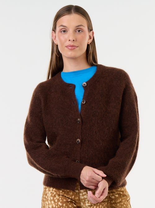 Cardigan abotoado em mistura de mohair e lã - Kiabi