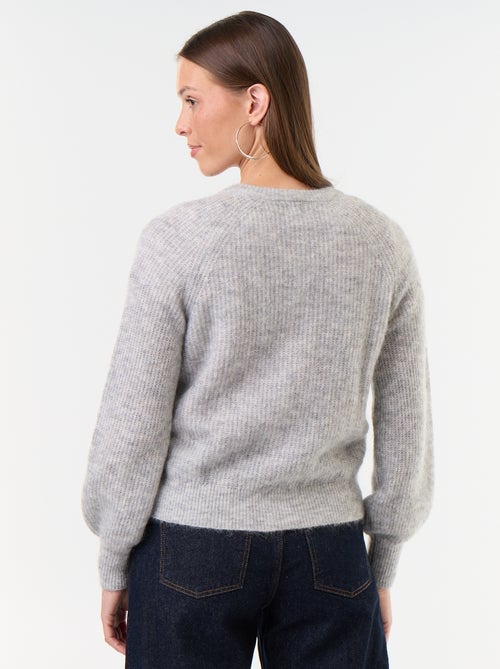 Cardigan abotoado em mistura de mohair e lã - Kiabi