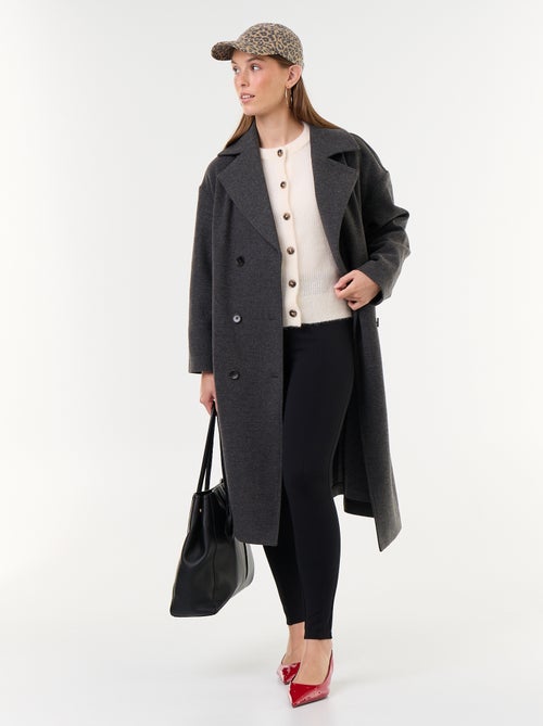 Cardigan abotoado em mistura de mohair e lã - Kiabi
