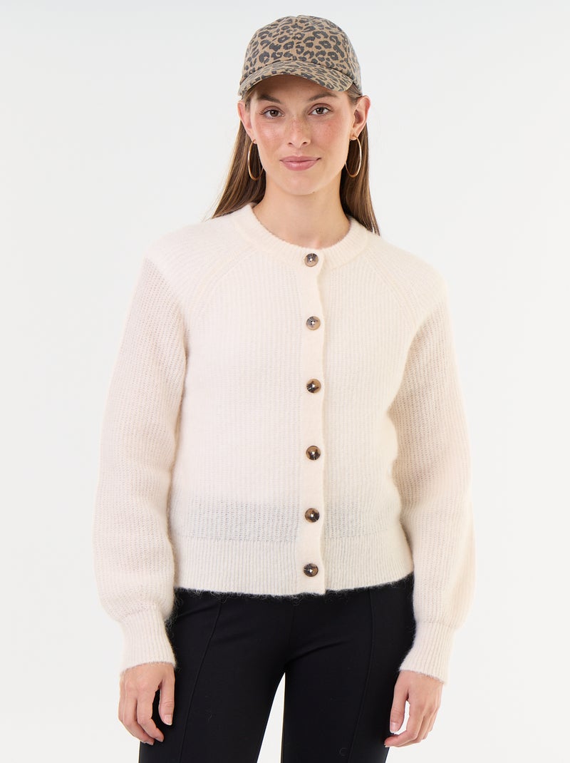 Cardigan abotoado em mistura de mohair e lã Cinza - Kiabi